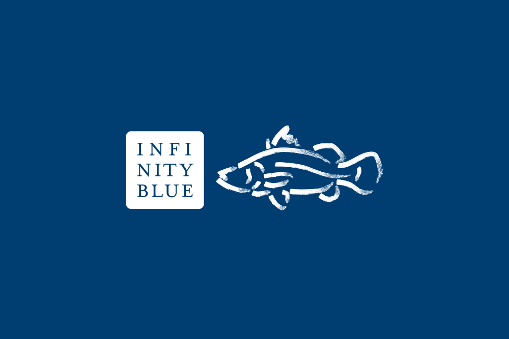 Infinity Blue Barramundi logo on blue background